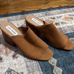 Steve Madden Brown Suede Mules with Block Heel EUC